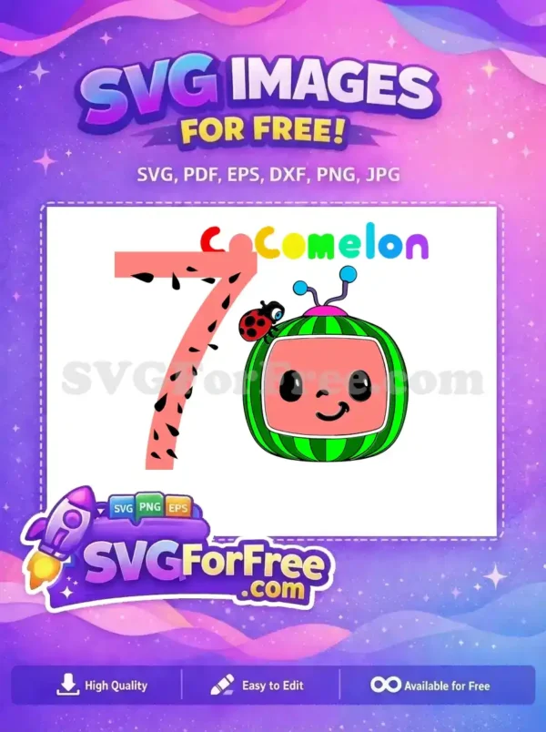 Free Watermelon Seven Free Smiling Ladybug Cocomelon movie Free SVG