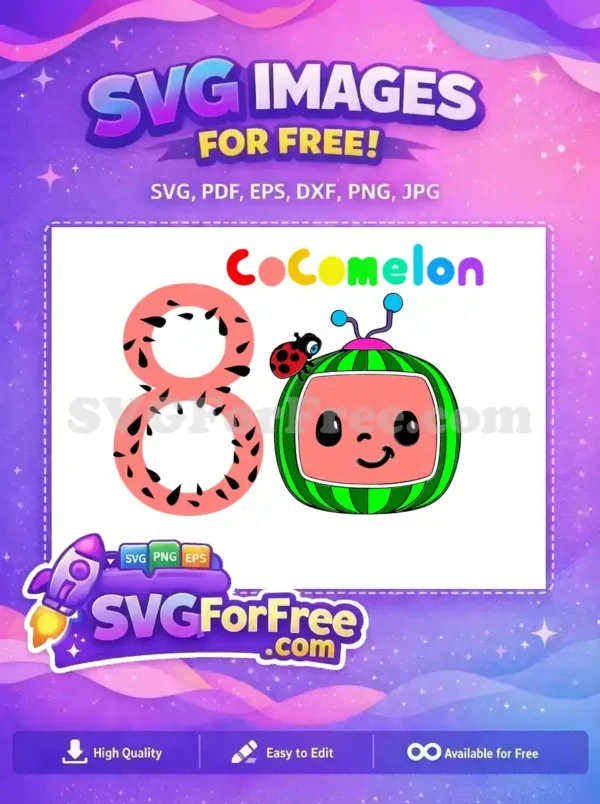 Free Happy Watermelon Free Ladybug Eight Cocomelon Movie Free SVG