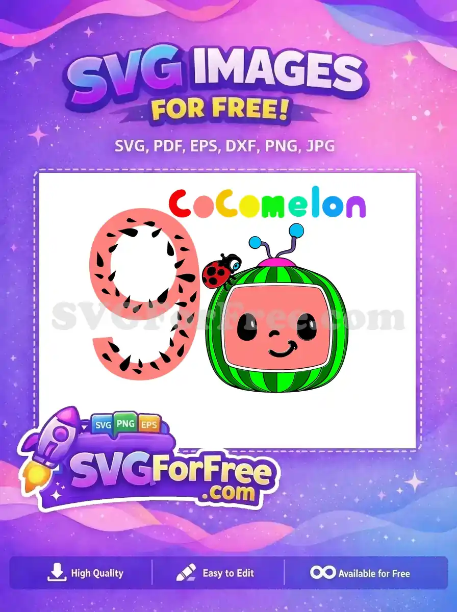 Free Watermelon Nine Free Smiling TV Ladybug Cocomelon Free SVG