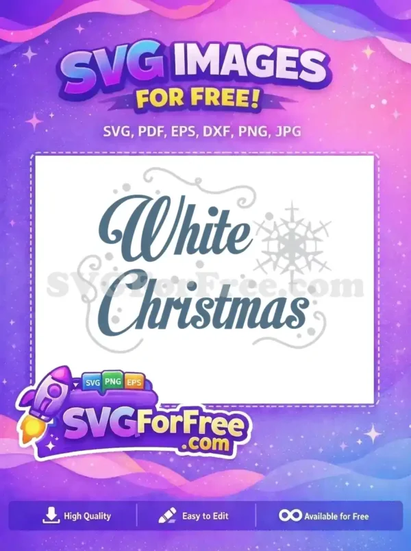 Free White Christmas design with elegant blue text and snowflake accents, perfect for holiday projects.
