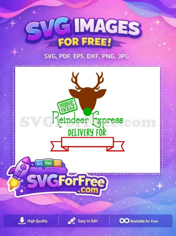 A free Christmas-themed Reindeer Express design with a green nose and antlers, perfect for holiday projects.