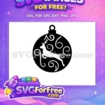 Free White Leaping Reindeer Free Black Ornament Swirls Christmas Free SVG - Instant Download