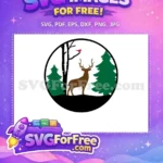 Free Brown Deer Free Red Bird Green Pine Trees Christmas Free SVG - Instant Download