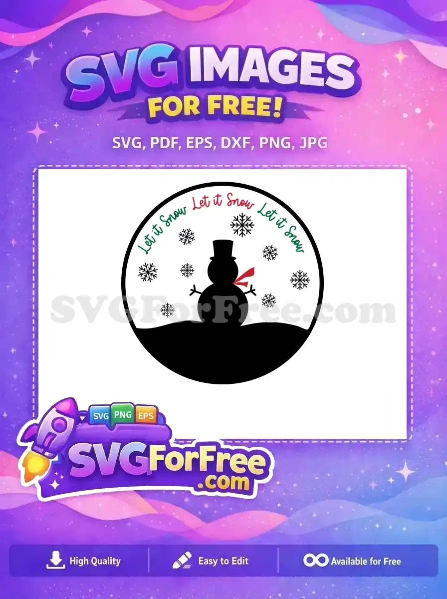 Free festive snowman hat with 'Let it Snow' text in red and green, ideal for Christmas-themed designs.
