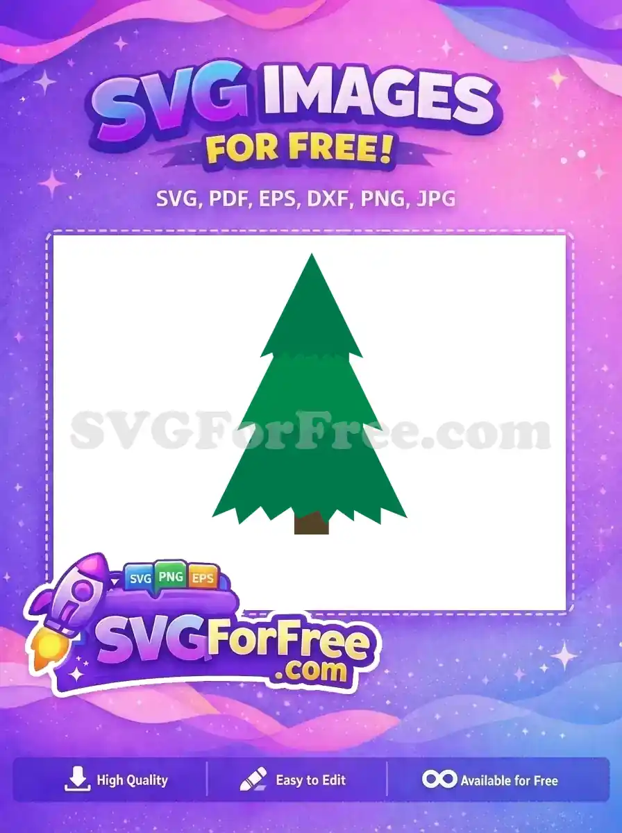 A free, green Christmas tree SVG with a vibrant design, ideal for festive projects and decoration.