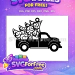 Free vintage black truck Free swirly Christmas tree Christmas holiday Free SVG - Instant Download