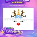 Free Cute Rudolph Unicorn Free Antlers Christmas Quotes Free SVG - Instant Download