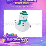 Free White Snowman Teal Hat Free Teal Scarf Christmas Free SVG - Instant Download
