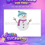 Free Happy Snowman Blue Hat Free Purple Scarf Christmas Quotes Free SVG - Instant Download