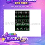 Free White Snowflakes Free Green Trees Reindeer Christmas Knitted Pattern Free SVG - Instant Download