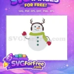 Free Happy Snowman Antlers Free Scarf Mittens Christmas Quotes Free SVG - Instant Download