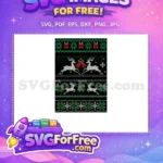 Free White Reindeer Bells Free Green Snowflakes Presents Christmas Sweater Design Free SVG - Instant Download