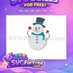Free Happy Snowman Hat Free Teal Scarf Mittens Christmas Quotes Free SVG - Instant Download