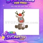 Free Reindeer-Santa-Hat-Scarf Free Red-Nose-Blue-Eyes Christmas Quotes Free SVG - Instant Download