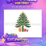 Free Green Tree with Star Free Candy Canes Presents Christmas Free SVG - Instant Download
