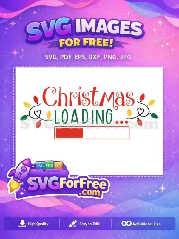 A festive free design with Christmas lights and a loading bar, emphasizing a joyful holiday countdown.