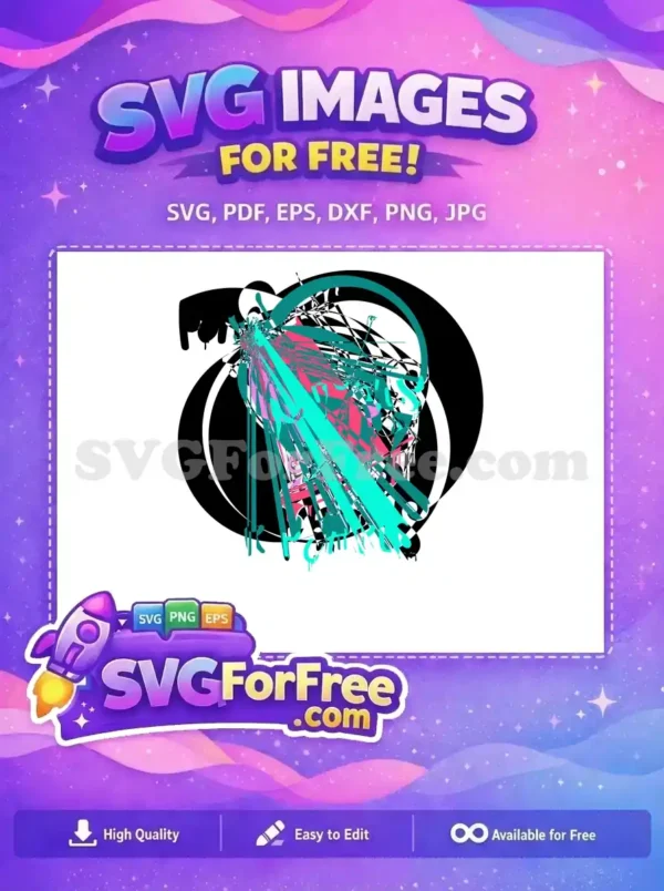 Free Vibrant Abstract Design with Chaotic Lines and Shapes A vibrant, chaotic abstract design featuring teal and pink with fragmented shapes and lines in a free SVG format.