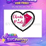 Free Pink Chucks Free Pearl Heart Outline Chucks and Pearls Free SVG - Instant Download