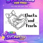 Free Black Bow Free White Sneaker Pearls Chucks and Pearls Free SVG - Instant Download