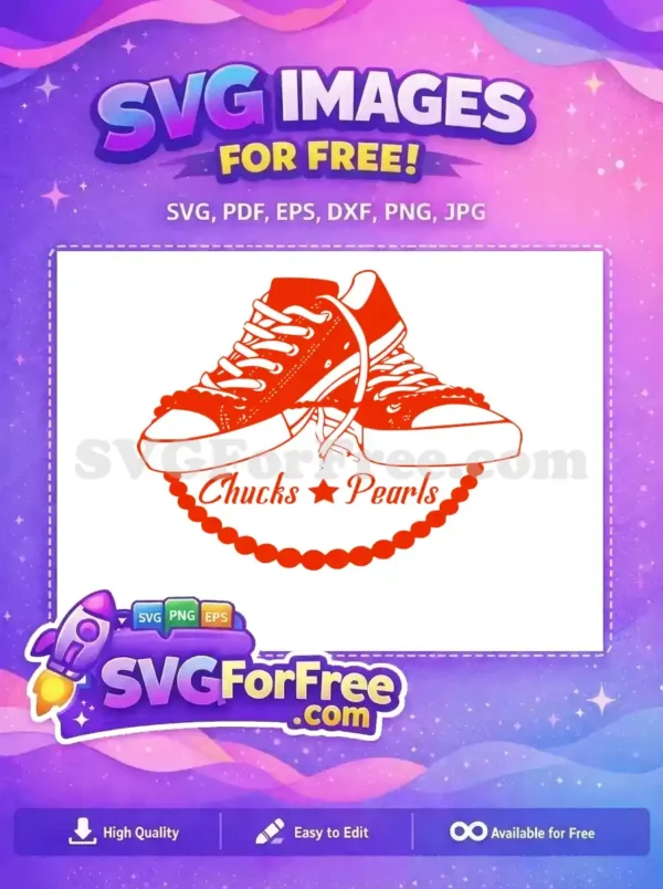 Free Red Sneakers Free Pearl Border Chucks and Pearls Free SVG