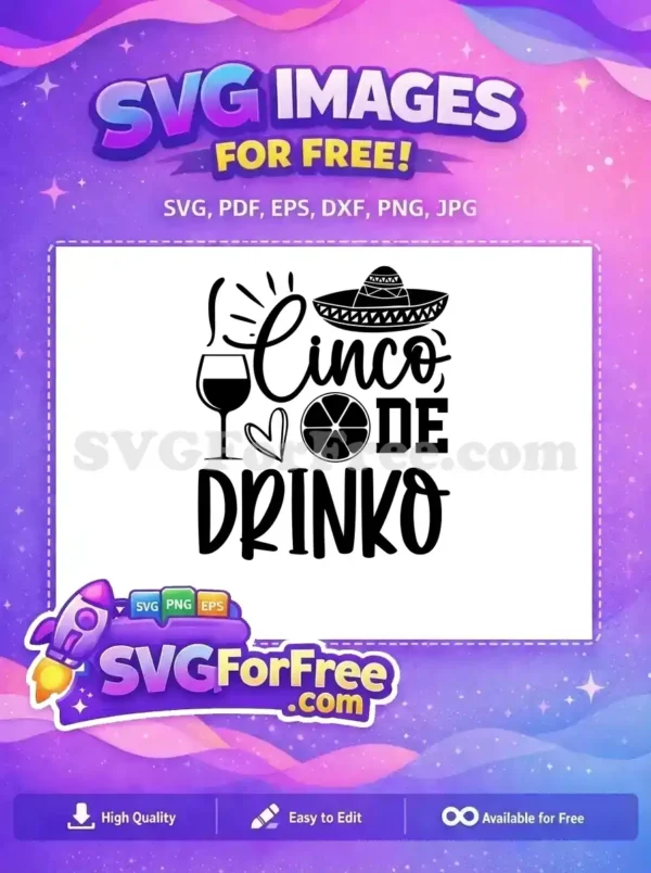 A free SVG design of a sombrero, perfect for Cinco de Mayo or any festive celebration, with intricate patterns.