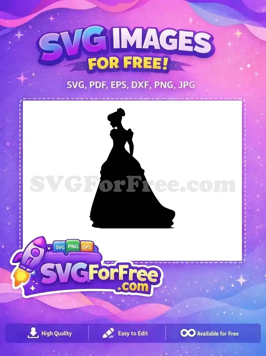 Free Elegant Updo Free Flowing Ball Gown Cinderella Free SVG