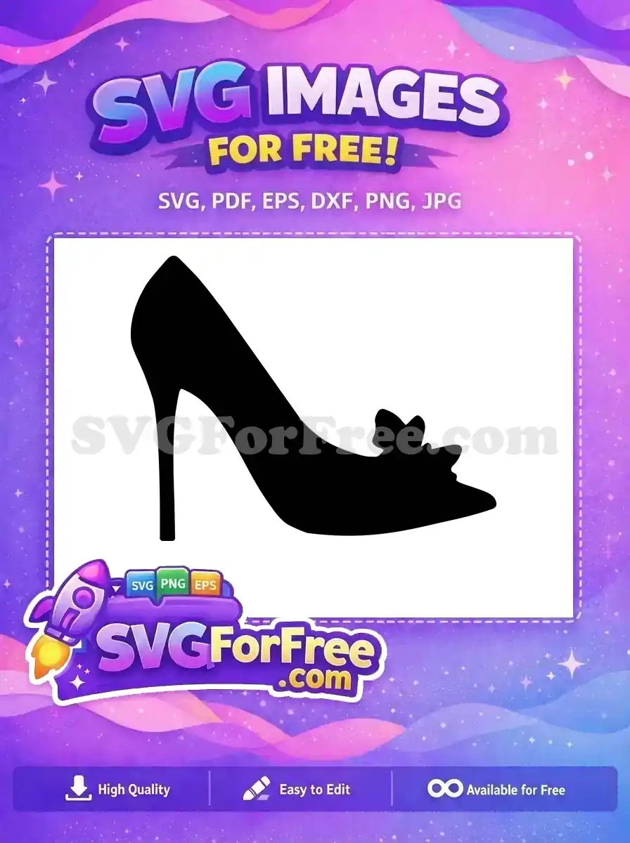 Free Black Bow Heel Free Glass Slipper Cinderella Free SVG