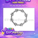 Free Outline Floral Design Free Delicate Berry Leaves Wreath Free SVG - Instant Download