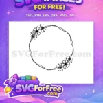 Free Hand Drawn Flowers Free Elegant Circle Wreath Floral Frame Design Free SVG - Instant Download
