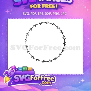 Free Black Outline Leaves Free Delicate Botanical Circle Wreath Free SVG