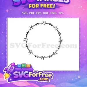 Free Black Botanical Free Berry Branch Circle Wreath Free SVG