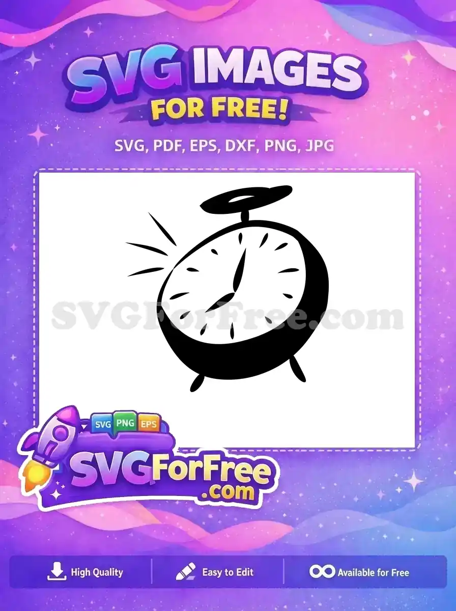 Free Black Ringing Alarm Free Classic Clock Face Wake Up Reminder Free SVG