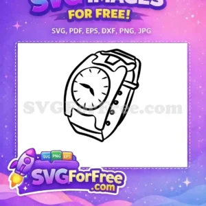 Free Black Line Art Free Wristwatch Drawing Clock Free SVG