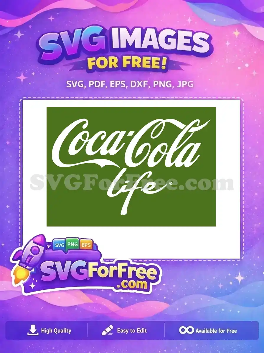 Free White Script Free Green Background Coca-Cola Life Free SVG