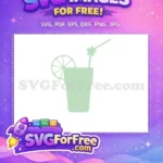 Free Light Green Cocktail Glass Free Star Straw Summer Drink Free SVG - Instant Download