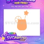 Free Orange Cocktail Silhouette Free Star Swizzle Stick Summer Drink Free SVG - Instant Download