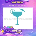 Free Teal Cocktail Glass Free Citrus Slice Umbrella Silhouette Free SVG - Instant Download