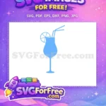 Free Blue Cocktail Glass Free Lemon Straw Silhouette Summer Drink Free SVG - Instant Download