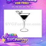 Free Black Martini Glass Free Mint Garnish Cocktail Silhouette Free SVG - Instant Download