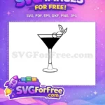 Free Black Martini Glass Free Olive Garnish Cocktail Party Free SVG - Instant Download