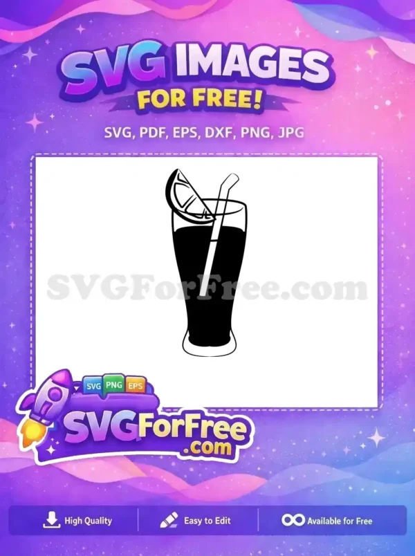 Free Lemon Garnish Free Tall Drink Straw Classic Cocktail Design Free SVG