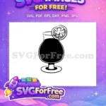 Free Dark Drink Lemon Free Elegant Glass Silhouette Cocktail Free SVG - Instant Download
