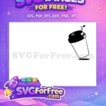 Free Spilling Coffee Free Black To-Go Cup Morning Drink Free SVG - Instant Download