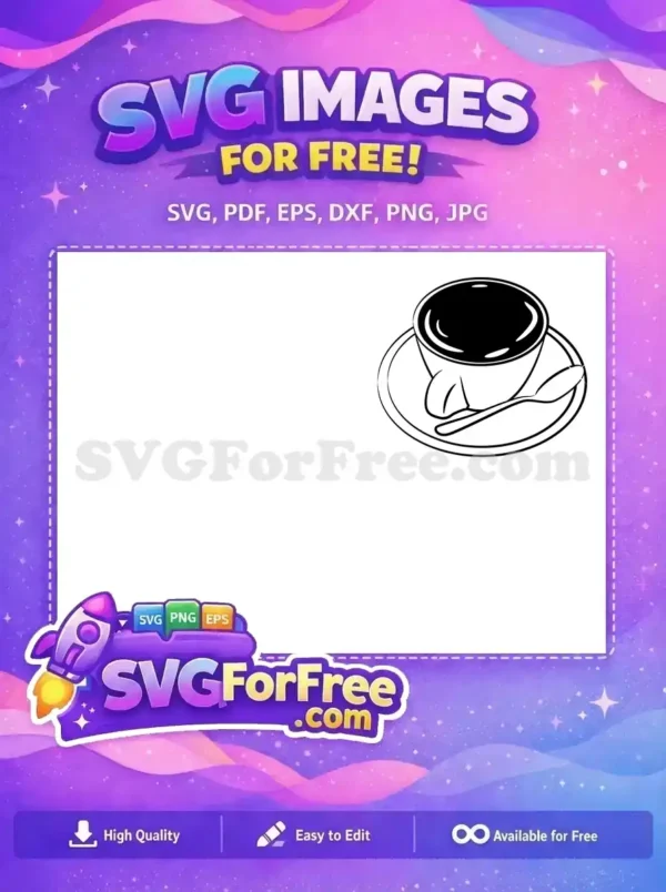 Free Black Coffee Cup Free Saucer Spoon Beverage Free SVG