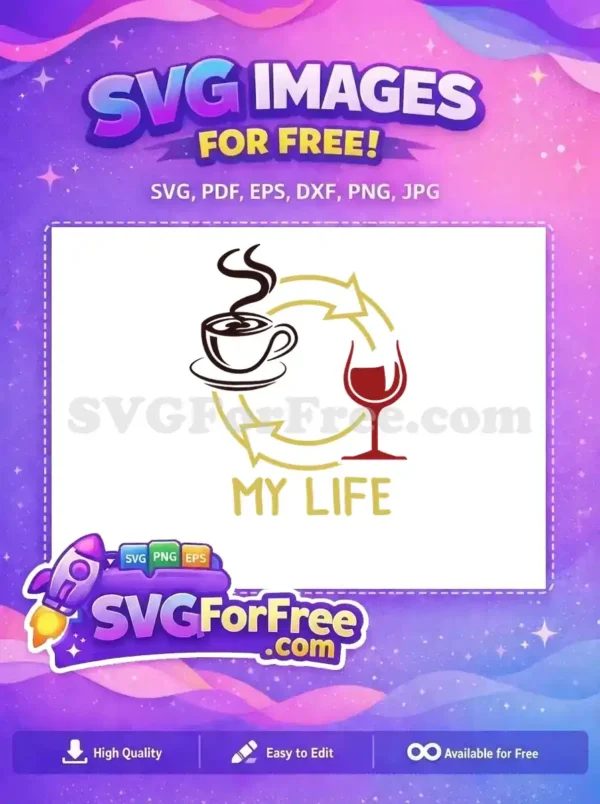 Free Steaming Coffee Free Red Wine Glass My Life Cycle Free SVG