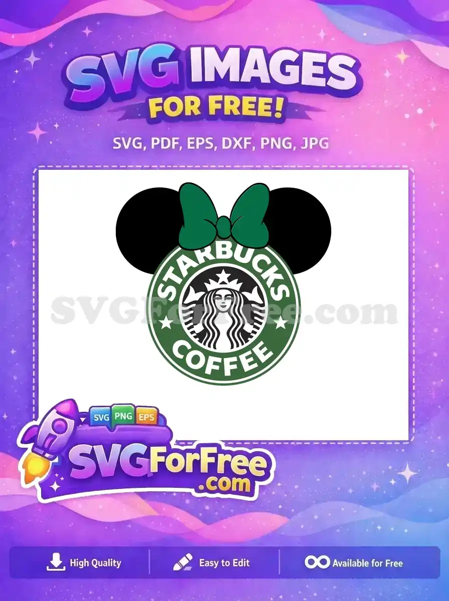 Free Minnie Ears Free Green Bow Starbucks Coffee Free SVG