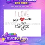 Free Pink Love Text Free Red Heart Arrow Coffee SVG - Instant Download