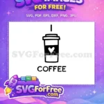 Free Cute Heart Design Free Black Outline Cup Coffee SVG Free SVG - Instant Download
