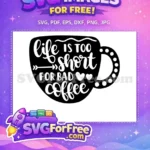 Free black coffee cup quote Free motivational heart arrow Coffee SVG Free SVG - Instant Download