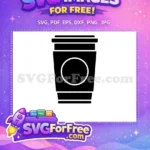 Free Black Coffee Cup Free White Outline Design Simple Drinkware Free SVG - Instant Download